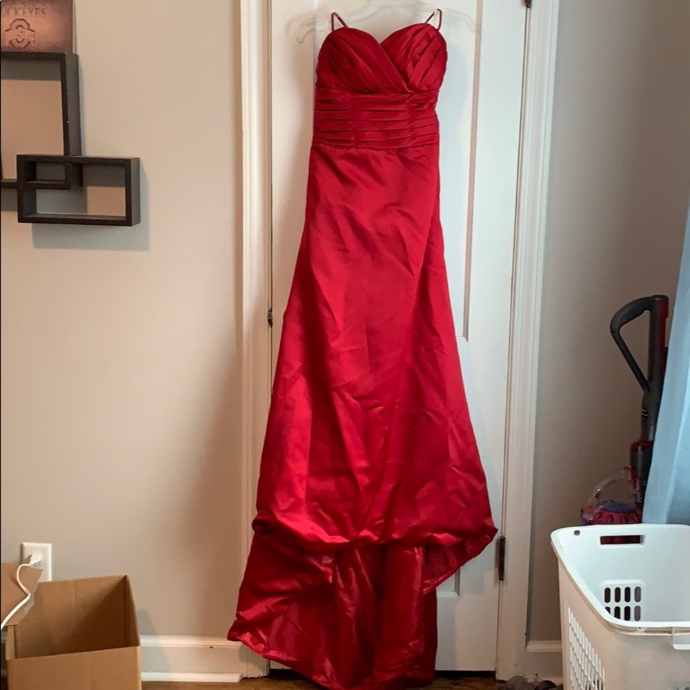 Red gown with train